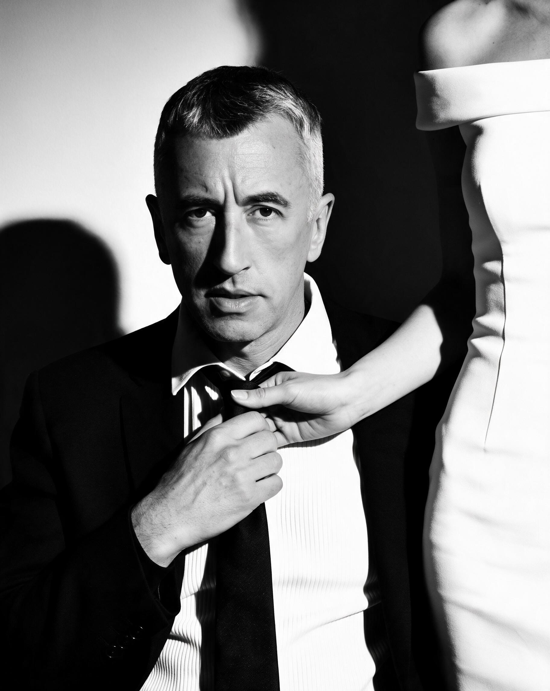 Black-and-white editorial portrait of Theo Grange